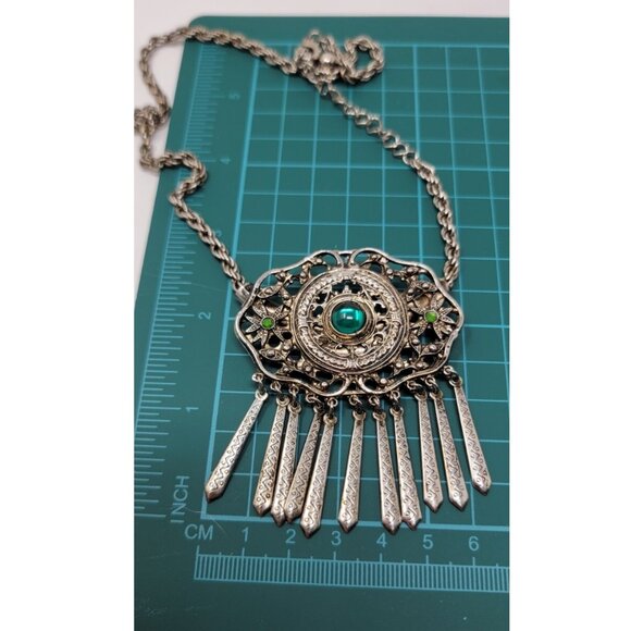 Vintage Silver tone BOHO style Tassel Necklace - Picture 3 of 5